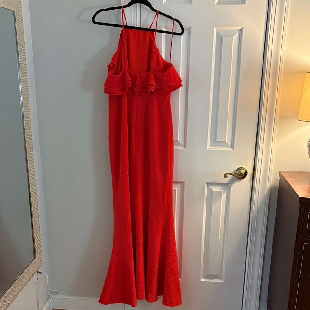 Chic Red Ruffled Maxi Dress - Picture 3 of 7
